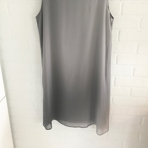 Eileen Fisher Mini Dress Sleeveless 100% Silk Gray Ombré Minimalist Sz S Petite - Picture 4 of 15